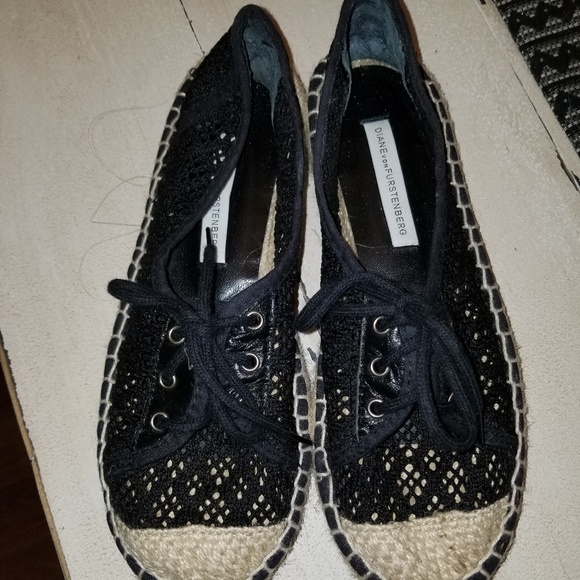 DVF Tareena Black Salema Fabric espadrilles - Picture 1 of 6